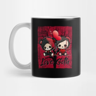 Love Goth Duo Cute Teddy Bears With Hearts Mug